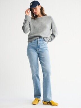 Abercrombie & Fitch The 90's Straight Ultra High Rise Blue Jeans Curve Love
